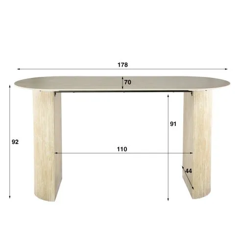 Bartisch Homa | oval | 180 cm | Keramik | Travertin