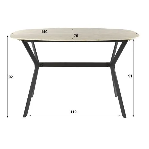 Bartisch Homa | Keramik Travertin | 140 cm | beige