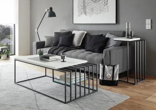 Beistelltisch Juba | 40x35 | weiß matt / schwarz