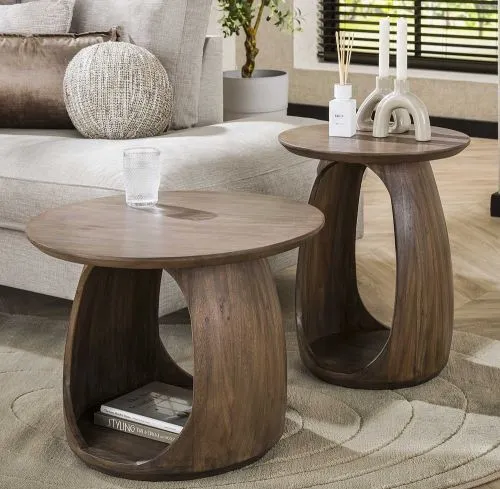 Beistelltisch Kina 2 | Akazie massiv | glaze brown