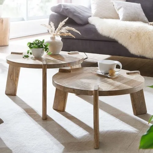 Beistelltisch Set Bermo 2-teilig | Mango massiv