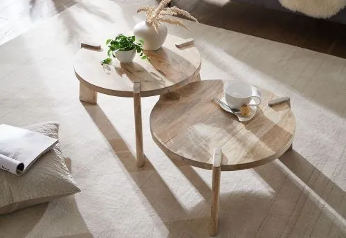 Beistelltisch Set Bermo 2-teilig | Mango massiv