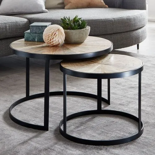 Beistelltisch Set Braslo 2-teilig | | Ø60/Ø44 | Mango massiv / schwarz