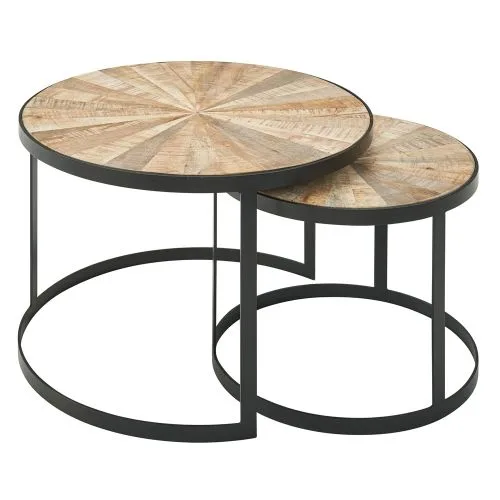 Beistelltisch Set Braslo 2-teilig | | Ø60/Ø44 | Mango massiv / schwarz