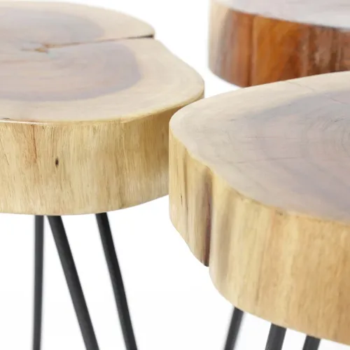 Beistelltisch Set Mor 2-teilig | Akazie massiv | 32x32 | Baumstamm