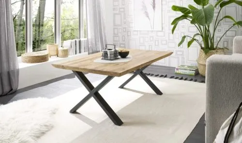 Couchtisch Asola | X-Fuß | Eiche / schwarz | verschiedene Größen