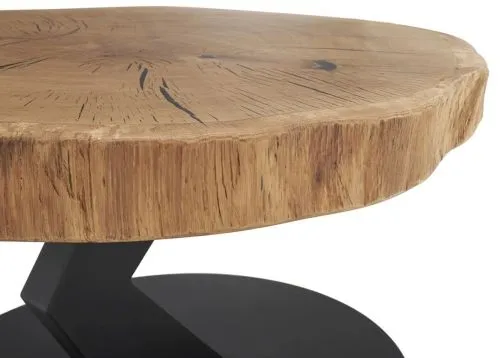 Couchtisch Biloxi | rund | Ø75 | Eiche / schwarz | auf Rollen