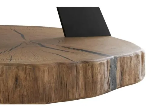 Couchtisch Biloxi | rund | mit Glasplatte | Ø75 | Eiche / schwarz | auf Rollen