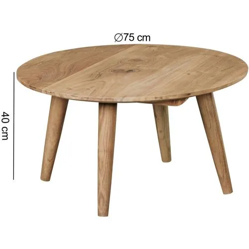 Couchtisch Boha | Ø 75 | Akazie Holz massiv | braun