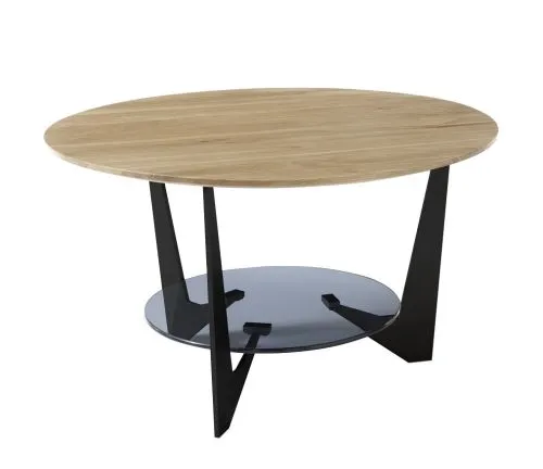 Couchtisch Cadiz rund | Ø70 | Eiche massiv / grau
