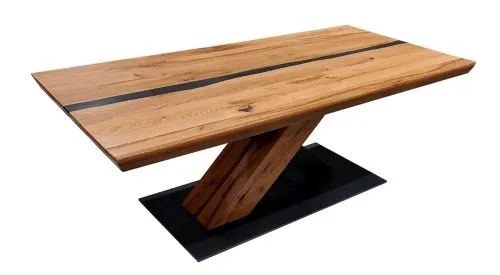 Couchtisch Camden | Eiche massiv | 110 cm | Eiche / schwarz