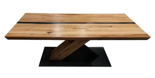 Couchtisch Camden | Eiche massiv | 110 cm | Eiche / schwarz