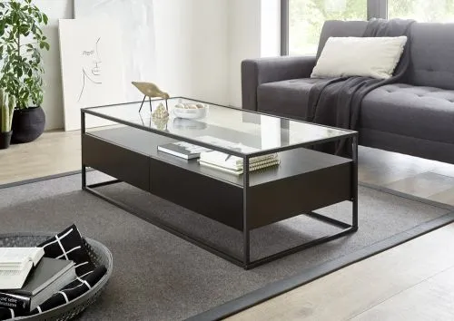 Couchtisch Evora mit Glasplatte | 120x60 | schwarz