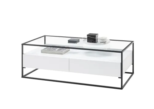 Couchtisch Evora mit Glasplatte | 120x60 | weiß