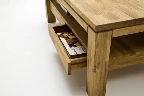 Couchtisch Gordon | Asteiche massiv | mit Schubkästen | 115X70
