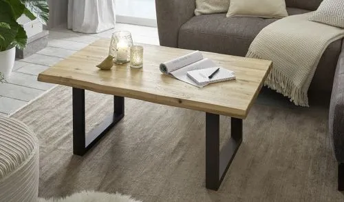 Couchtisch Havanna | Eiche massiv | T-Fuß | Eiche / schwarz
