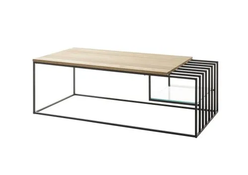 Couchtisch Juba | Eiche massiv | 120x60 | Eichefarben / schwarz