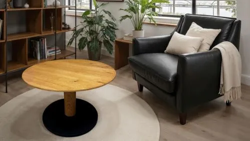 Couchtisch Kaunas rund mit Lift | 70 cm | natur / schwarz