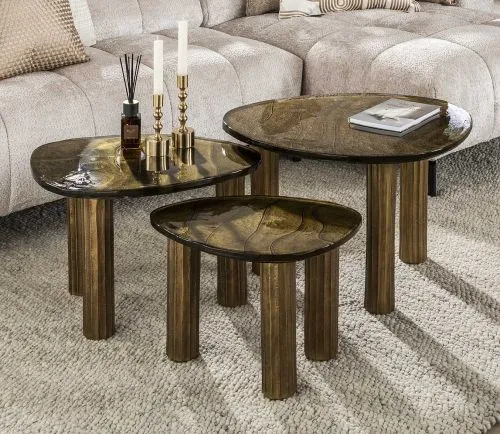 Couchtisch Mira 2 | Glas | Antikgold