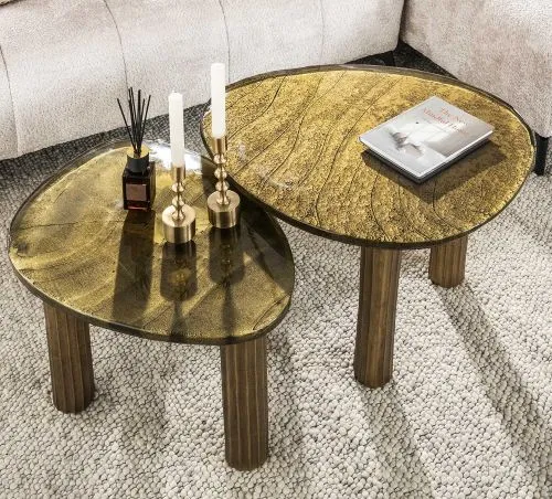 Couchtisch Mira 2 | Glas | Antikgold