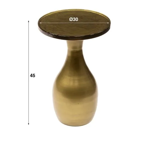 Couchtisch Mira | tropfenförmig | Glas | Antikgold