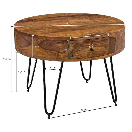 Couchtisch Mito | ∅60 | Sheesham Holz massiv | braun