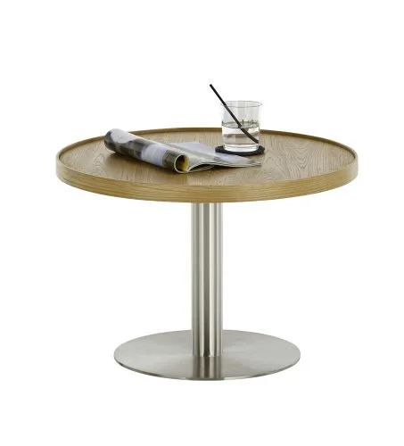 Couchtisch Monteverde | rund | Ø80 | Eiche / Edelstahl | 80 x 40 cm