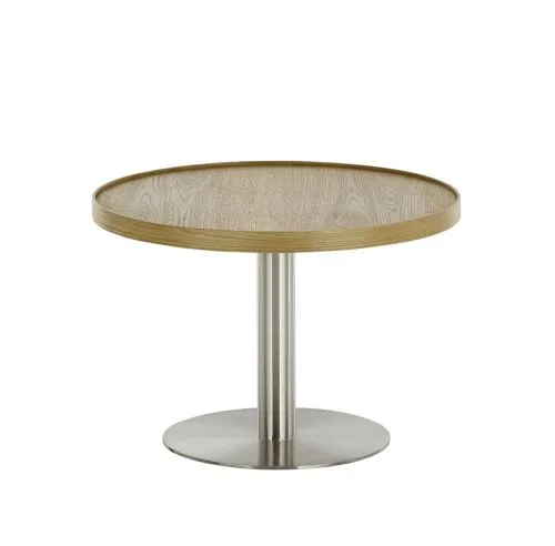 Couchtisch Monteverde | rund | Ø80 | Eiche / Edelstahl | 80 x 40 cm