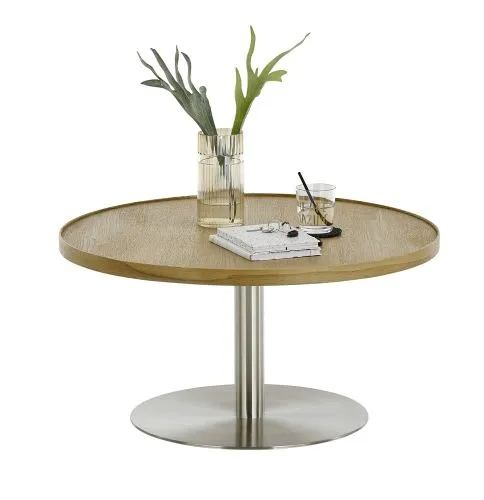 Couchtisch Monteverde | rund | Ø80 | Eiche / Edelstahl | 80 x 40 cm