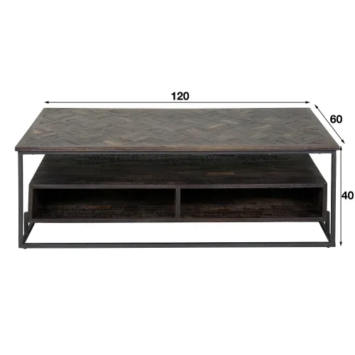 Couchtisch Nagisa | Teakholz massiv | 120x60 | braun / schwarz