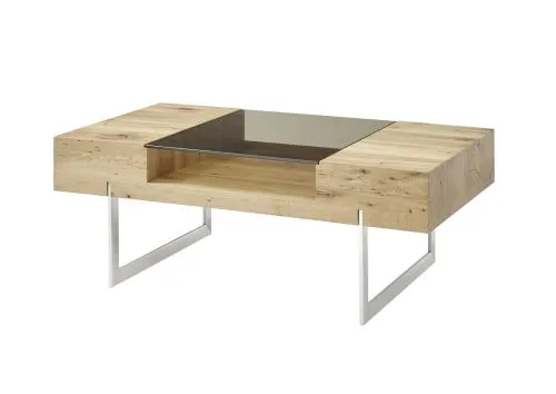 Couchtisch Rewa | Asteiche mit Glasplatte 110x60 Eichefarben / grau
