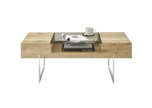 Couchtisch Rewa | Asteiche mit Glasplatte 110x60 Eichefarben / grau