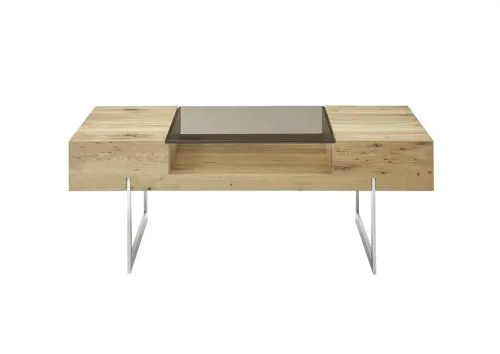 Couchtisch Rewa | Asteiche mit Glasplatte 110x60 Eichefarben / grau
