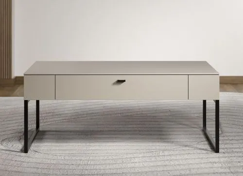 Couchtisch Sao Paulo, Kaschmir Dekor, Griffmulde auf Schublade sichtbar, U-förmige Metallbeine – Ansicht 3