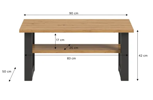 Couchtisch Seattle | Artisan Eiche / grau | 90x50