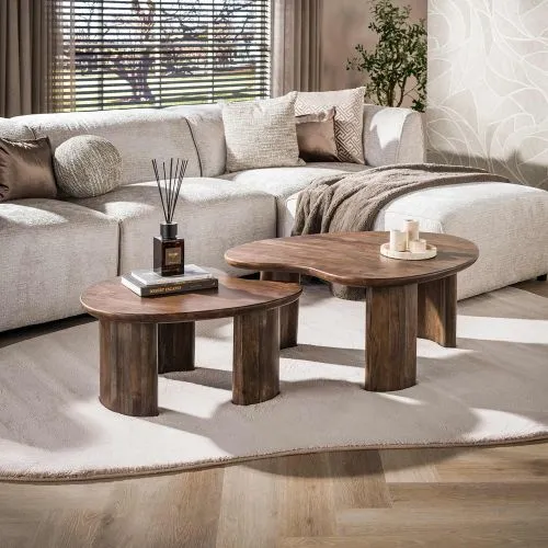 Couchtisch Set Arbor | 2-teilig | Akazie massiv | braun