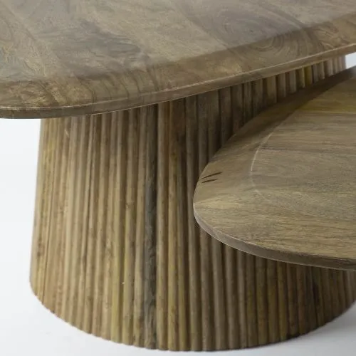 Couchtisch Set Board | 2-teilig | Mangoholz massiv | sandfarbe
