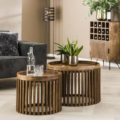 Couchtisch Set Dwina 2-teilig | Ø58/Ø65 | Mangoholz