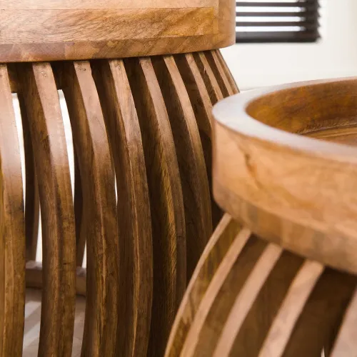 Couchtisch Set Dwina 3 | 2-teilig | Ø60/Ø80 | Mangoholz | Sandfarben