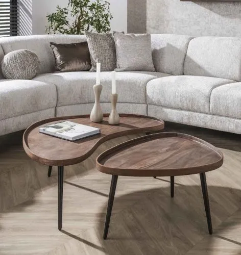 Couchtisch Set Galia 2-teilig | Akazie massiv | braun