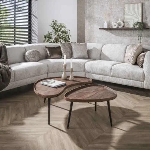 Couchtisch Set Galia 2-teilig | Akazie massiv | braun