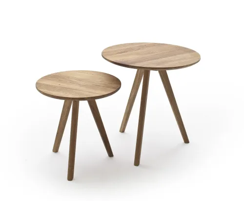 Couchtisch Set Genny 2-teilig | Asteiche massiv | Ø50/Ø45