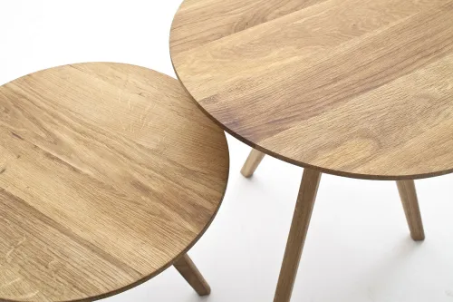 Couchtisch Set Genny 2-teilig | Asteiche massiv | Ø50/Ø45