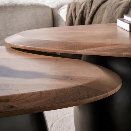 Couchtisch Set Iduna | 2-teilig | dreieckig | Akazie massiv | Braun
