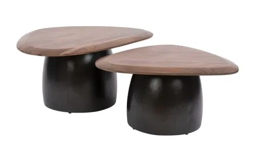 Couchtisch Set Iduna | 2-teilig | dreieckig | Akazie massiv | Braun