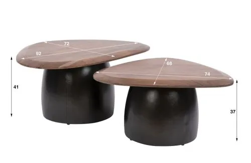 Couchtisch Set Iduna | 2-teilig | dreieckig | Akazie massiv | Braun