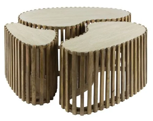 Couchtisch Set Kalia 2 | 3-teilig | Mangoholz | Sandfarbe