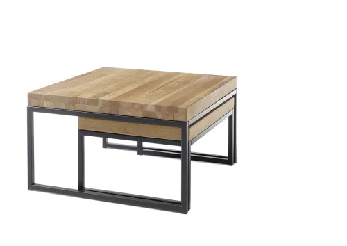 Couchtisch Set Lubao | 2-teilig | Eiche massiv schwarz 57/65 cm