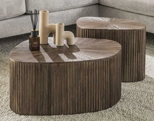 Couchtisch Set Luck 2 | 2-teilig | Teakholz massiv | Espresso