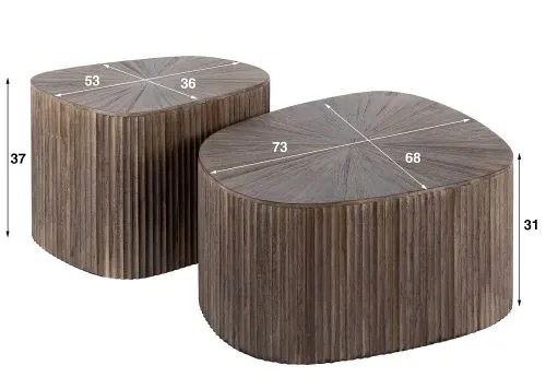 Couchtisch Set Luck 2 | 2-teilig | Teakholz massiv | Espresso
